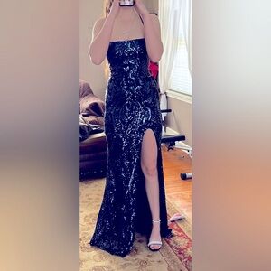 Navy sequin formal dress